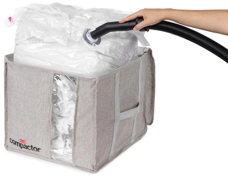Sivý kompresný úložný box Compactor Oxford, 125 l
