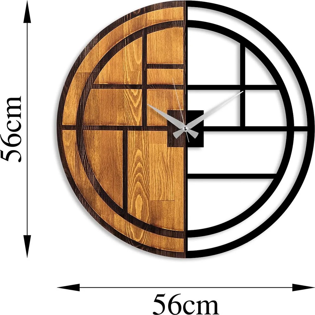 Dekoratívne nástenné hodiny WALLIE ORGANIC 56 cm orech/čierne