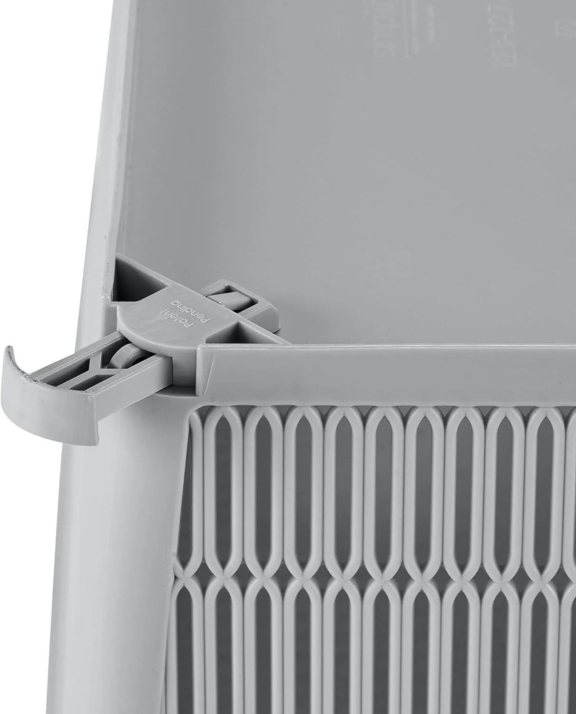 Orion L - Univerzálny košík NESTA, výsuvné klapky na stohovanie, sivý, 28 x 23 x 12 cm
