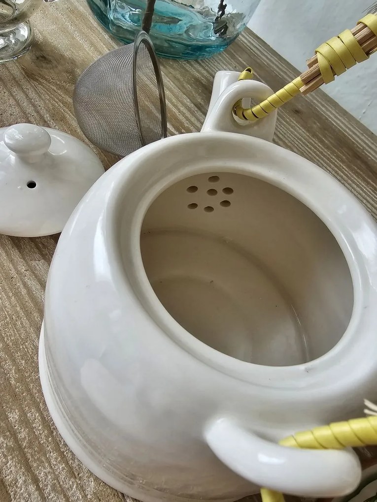 Biela porcelánová kanvica na čaj - 18*14*12 cm / 0,8L