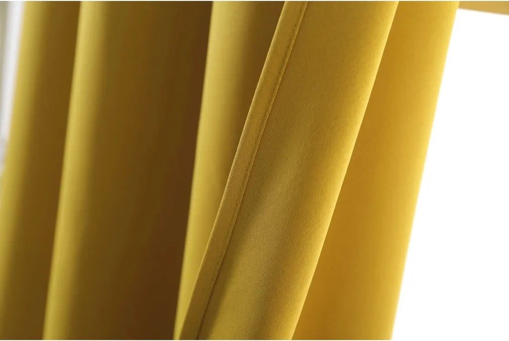 Žltý záves OXFORD 140x250 cm Zavesenie: Kovové krúžky
