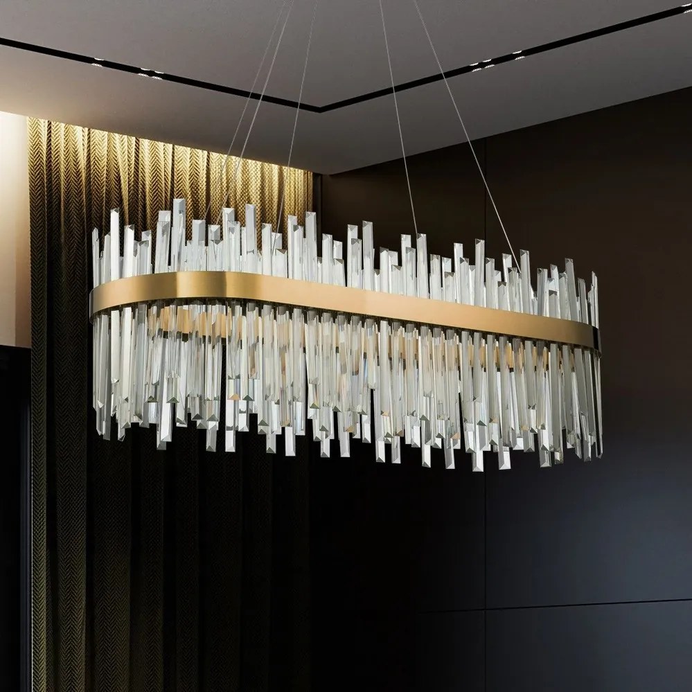 Závesný LED krištáľový luster APP1513-CP80 zlatý/neutrálna biela