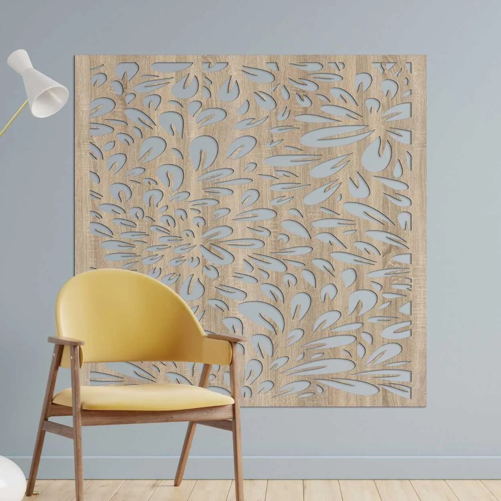 SENTOP | Moderný drevený vyrezávaný panel na stenu, kvetinová 3D dekorácia | SENTOP HDF0285