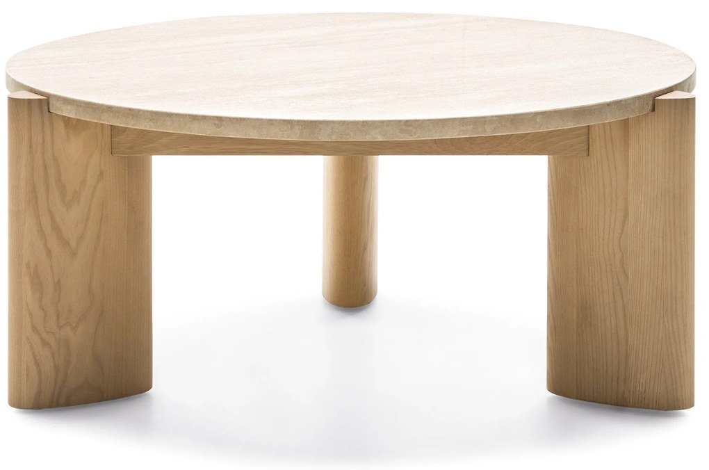 Konferenční stolek Medley 90 cm z masivu travertin/jasan