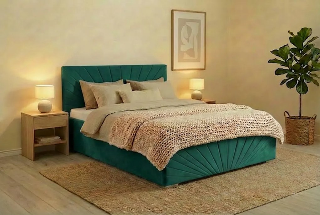 Postel OLEG 120x200 cm Tyrkysová Bez matraca