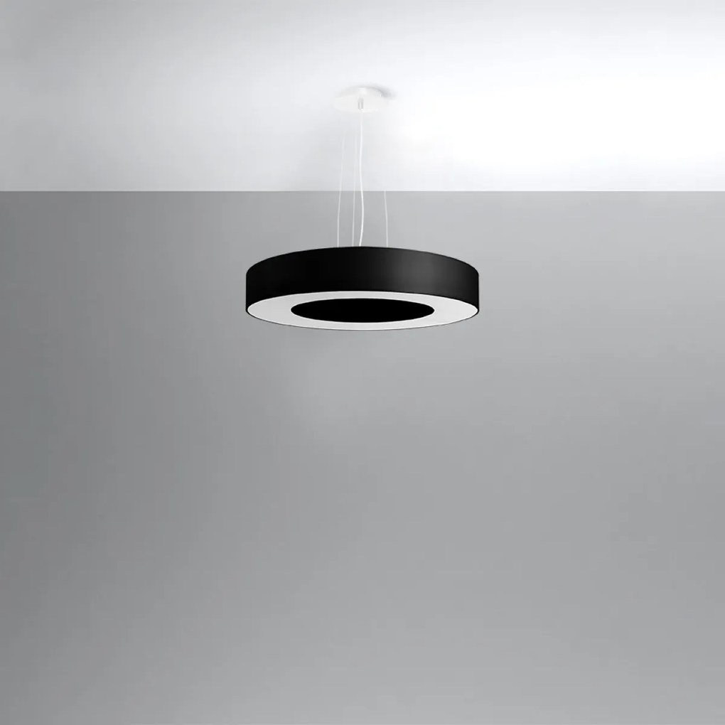 Závesné svietidlo Saturno Slim, 1x čierne textilné tienidlo, (biely plast), (fi 50 cm)