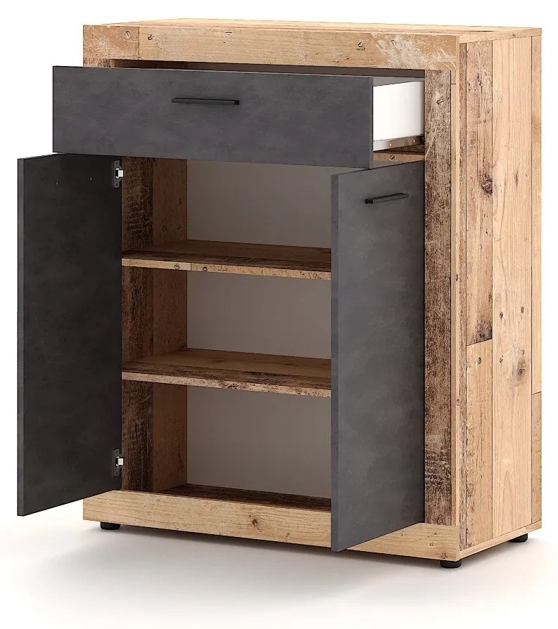 Komoda Luna 89,9 cm dub Matera svetlý/sivá