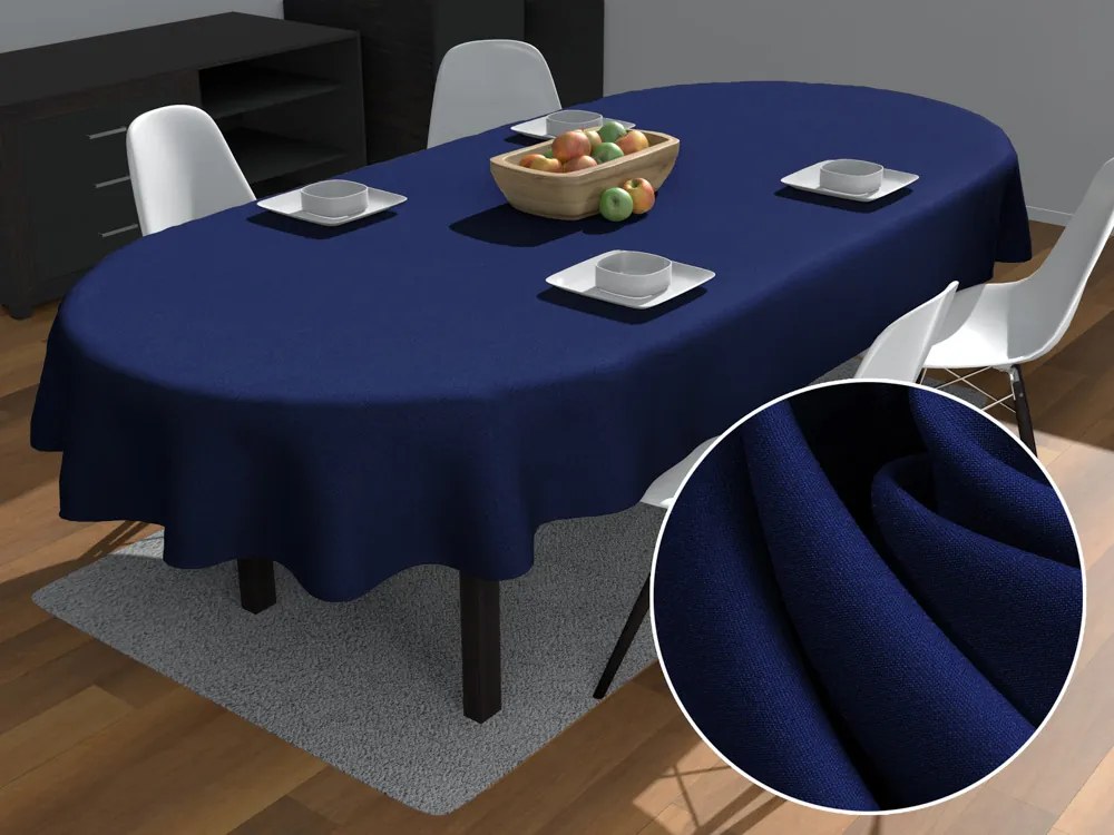 Biante Dekoračný oválny obrus Rongo RG-084 Námornícka modrá 50x100 cm
