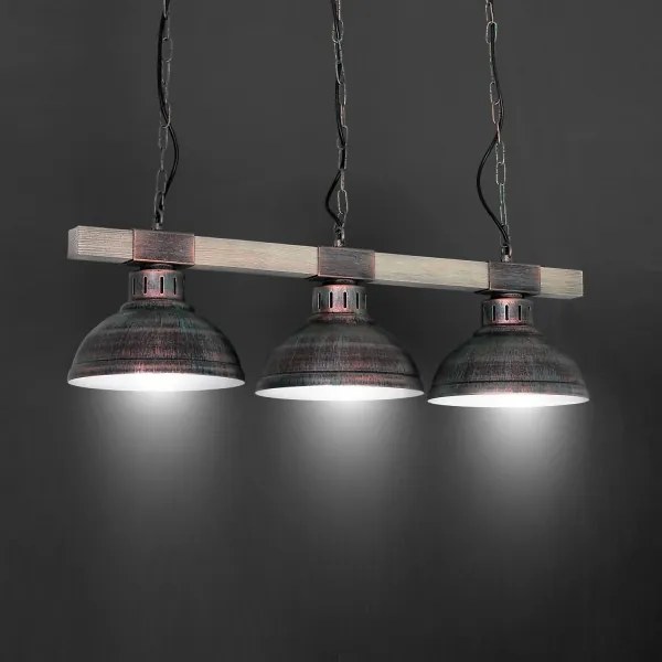 Luster na reťazi HAKON 3xE27/60W/230V patina