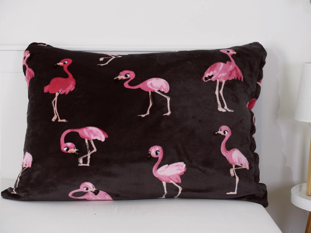 Obliečka na vankúš mikroplyš 70 × 90 cm – Flamingos