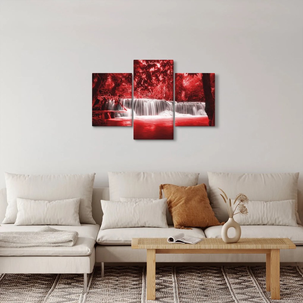 Obraz - Červený, vodopád (90x60 cm)