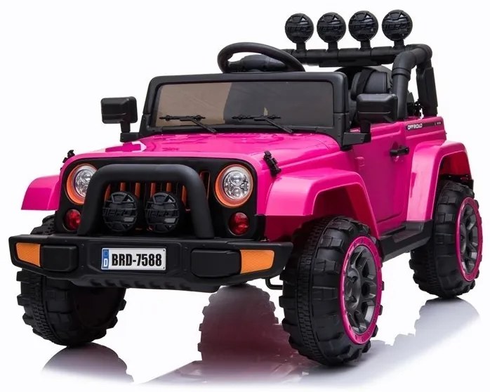 LEAN CARS Elektrické autíčko - Jeep BRD-7588 4x4 - ružové - 4x45W - 1x12V10Ah - 2024