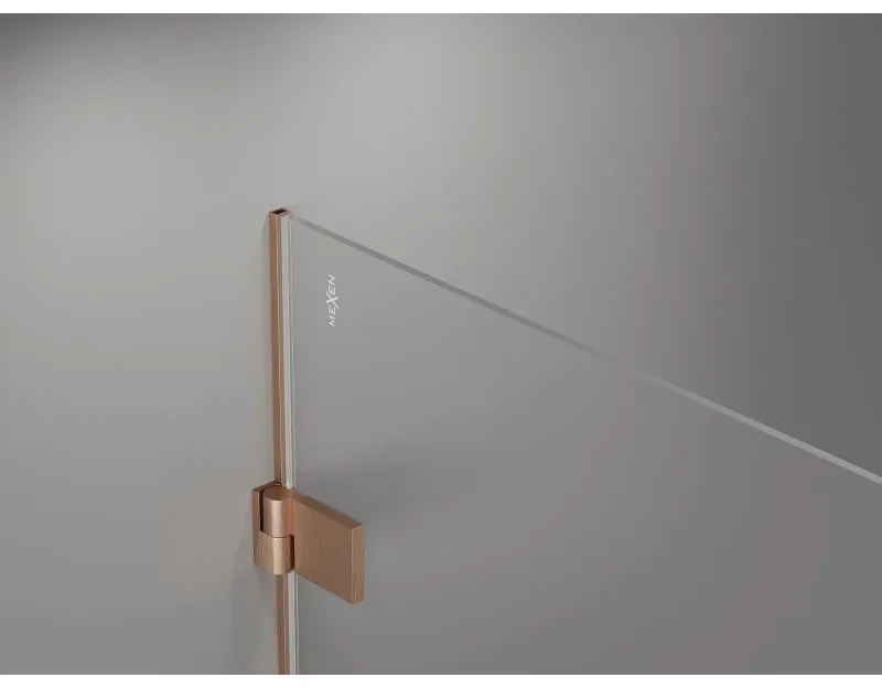 Mexen Lunar-B Duo výklopný sprchový kút 90 x 80 cm, číre sklo, medená matná, 832-090L-080P-65-00