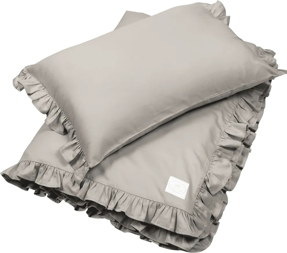 Junior obliečky s volánikmi tmavo šedá 100x135cm