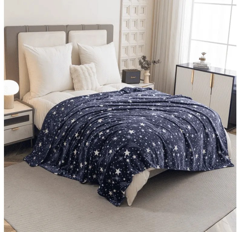 Mikroplyšová deka STARLIGHT, tmavomodrá Rozmer: 200 x 220 cm
