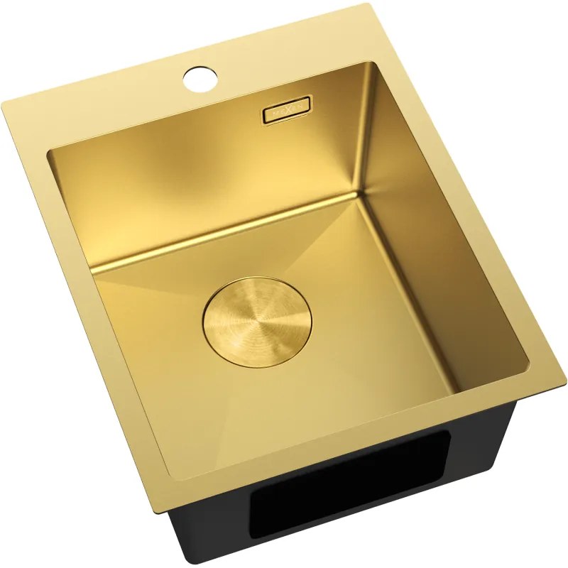 Mexen Solix, 1-komorový nerezový drez 400 x 500 mm, brúsená zlatá, 6406401000-55