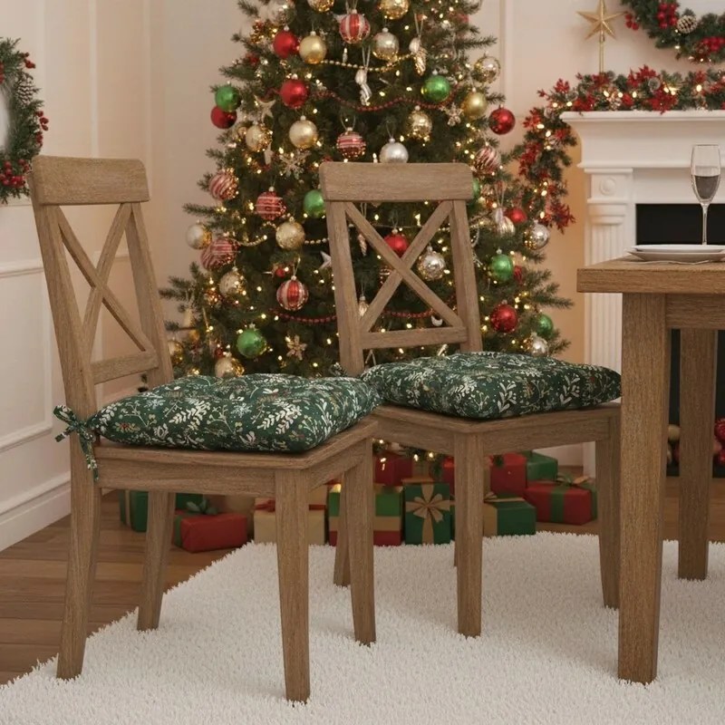 Forbyt Prešívaný sedák Zelená Vianoce, 40 x 40 cm