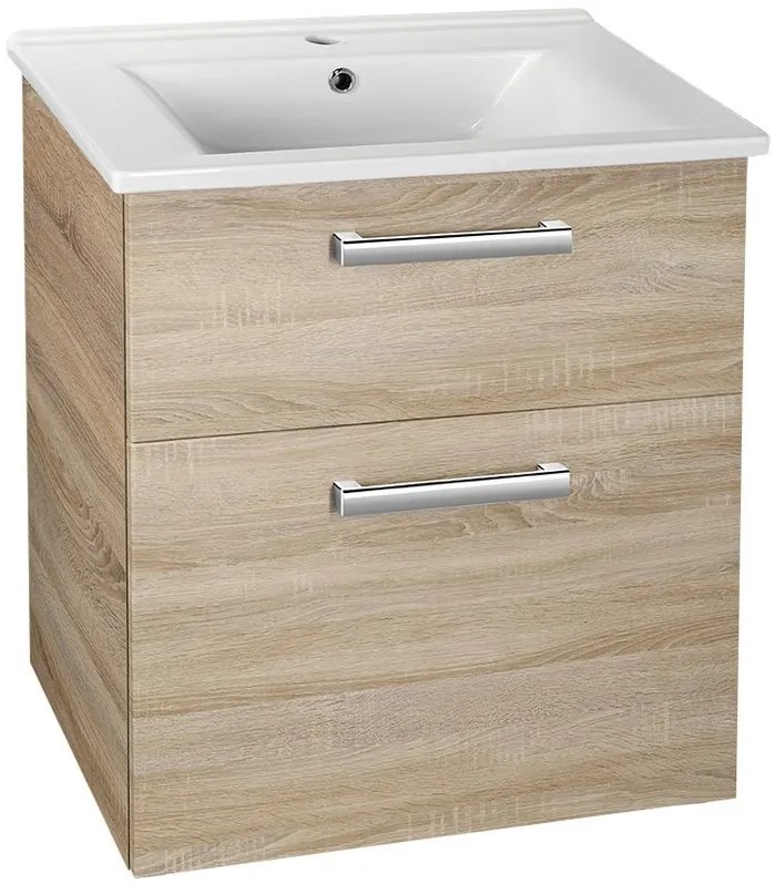 Aqualine Aqualine, VEGA umývadlová skrinka 62x72,6x43,8 cm, 2xzásuvka, dub platin, VG863