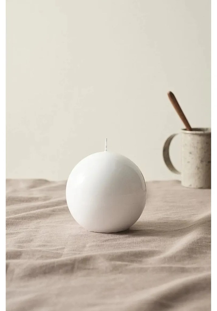 Sviečka guľa CANDLE BALL VANILLA 7,5 cm biela