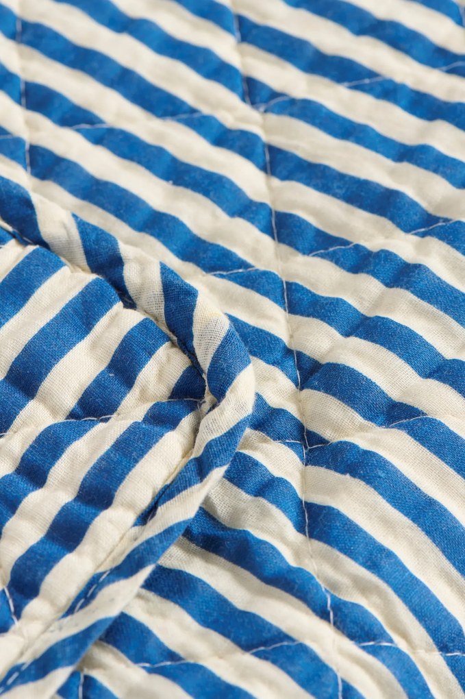 Ib Laursen Prešívaný prehoz Stripes OffWhite/Blue 130 × 180 cm