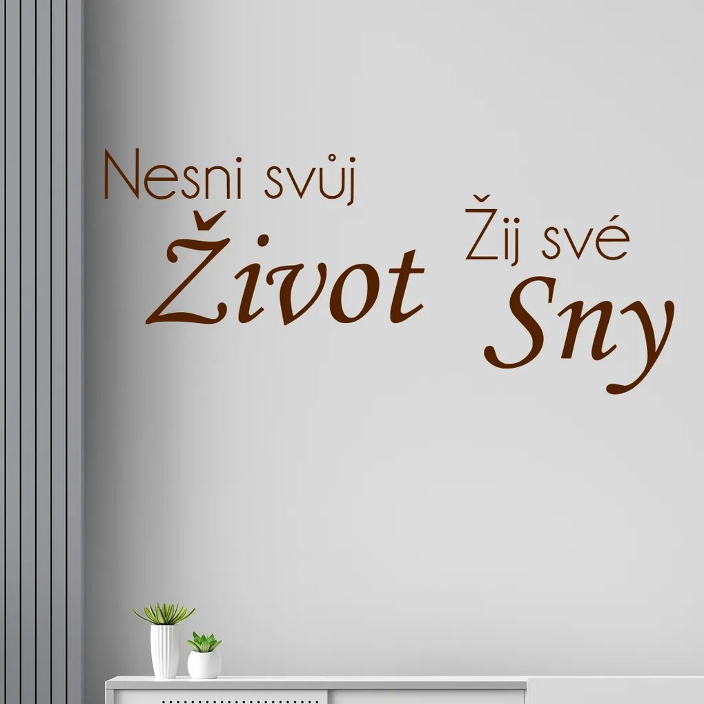 Veselá Stena Samolepka na stenu na stenu Nesnívaj svoj život, ži svoje sny Farba: čierna