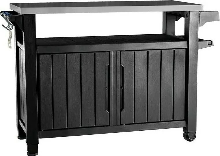 Keter Multifunkčný záhradný grilovací stolík UNITY XL 207 l grafit, 134 x 52 x 90 cm