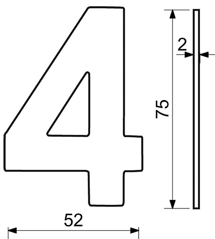 Nerezové číslo v plochom „2D“ prevedení RICHTER RN.75L (čierne), RICHTER Čierna matná