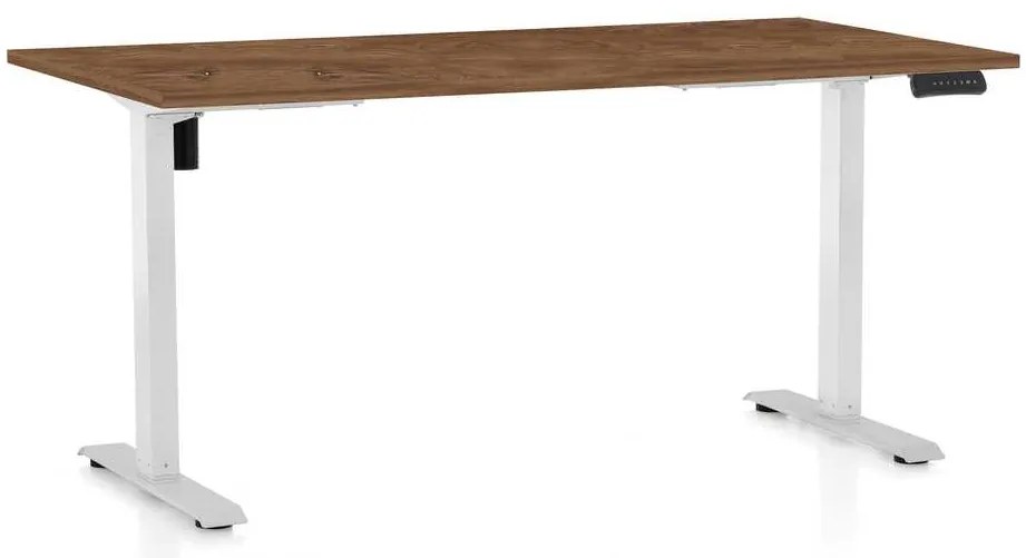 Výškovo nastaviteľný stôl OfficeTech B, 160 x 80 cm, biela podnož, dub silverjack
