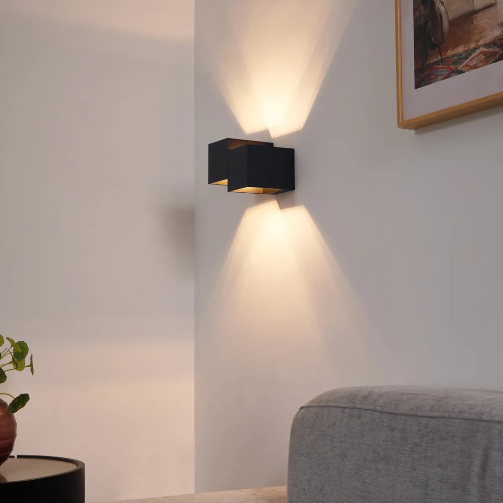 Moderná nástenná lampa čierna 2-svetlá - Transfer Double