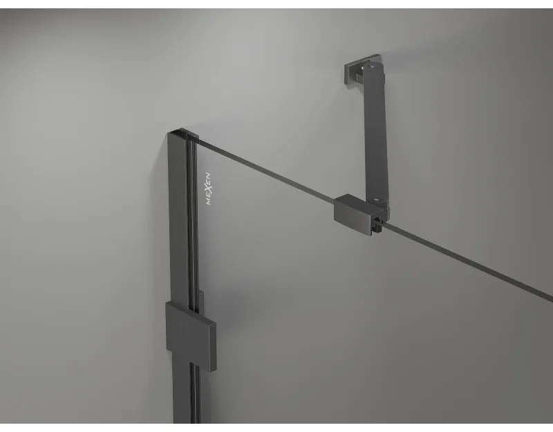Mexen Lunar-F, sklápací sprchový kút ľavý 90 x 90 cm, 8mm číre sklo, profil grafit brúsený, 836-090-090-66-00-L