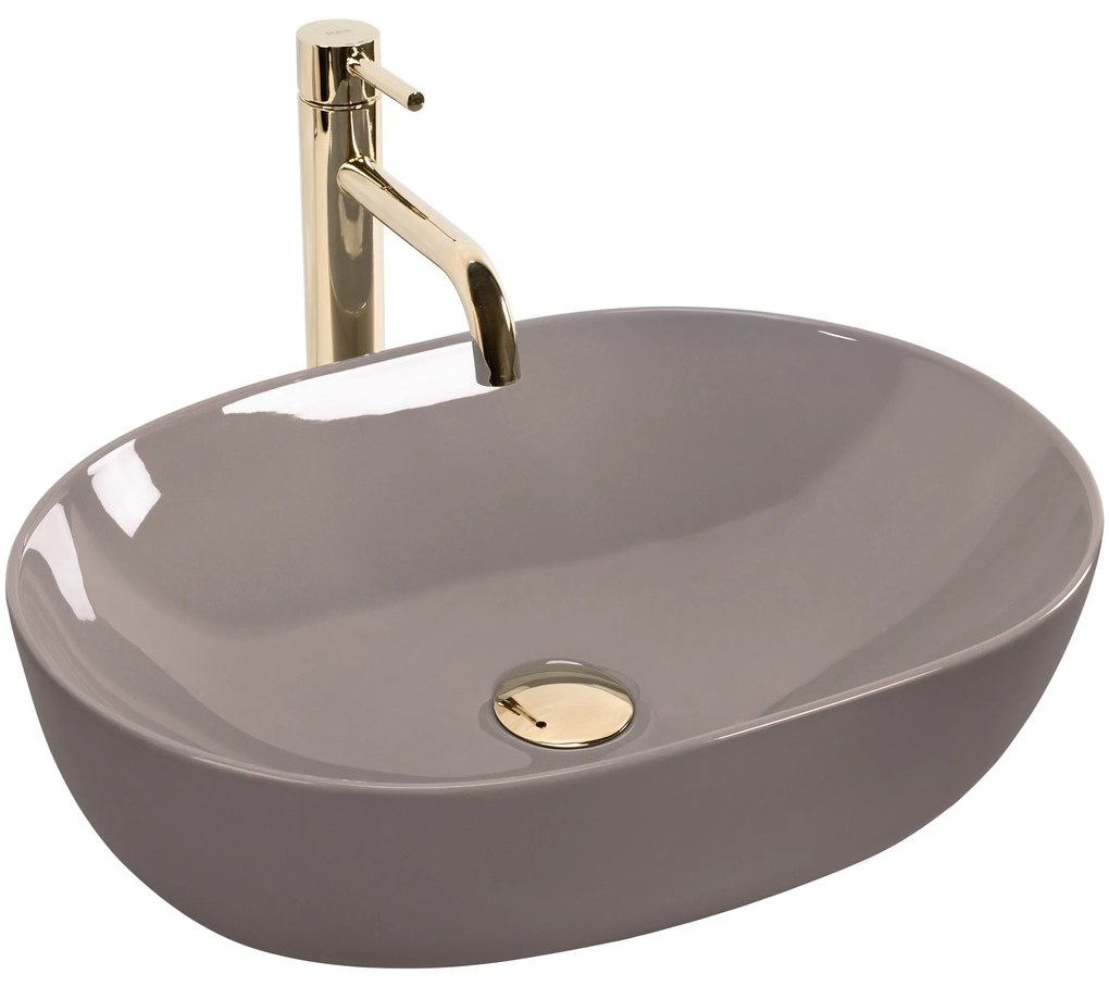 Rea Lisa, umývadlo na dosku 490x350x140 mm, béžová lesklá, REA-U6380