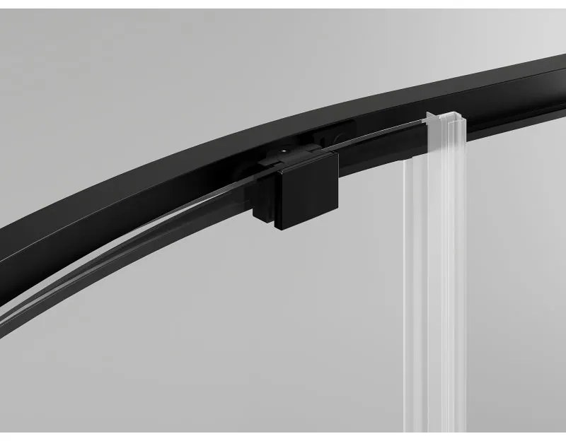 Mexen Exo, asymetrický sprchovací kút s posuvnými dverami 90 x 80 cm, 6mm číre sklo, čierny profil, 8131-090-080-70-00