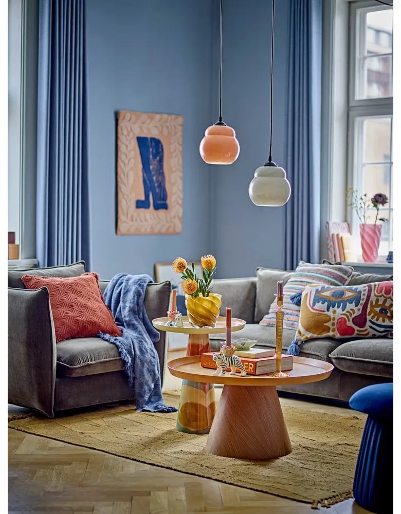 Sivé závesné svietidlo so skleneným tienidlom ø 19 cm Motella – Bloomingville