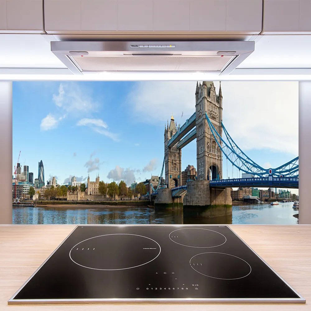 Sklenený obklad Do kuchyne Most londýn architektúra 120x60 cm