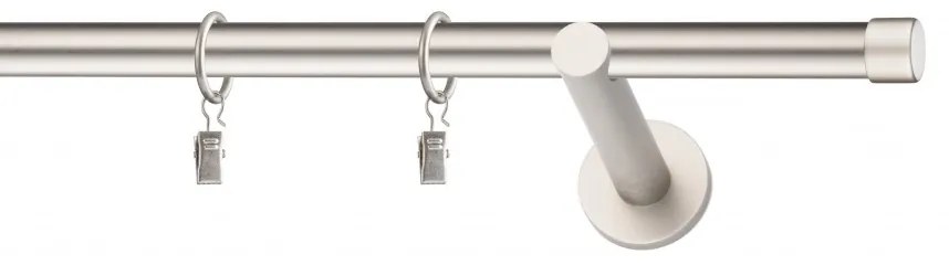 Dekorstudio Chrómová matná jednoradová garniža LUNA 19mm Dĺžka: 360cm, Typ uchytenia: Držiak modern, Typ príslušenstva: Krúžky tiché so štipcami