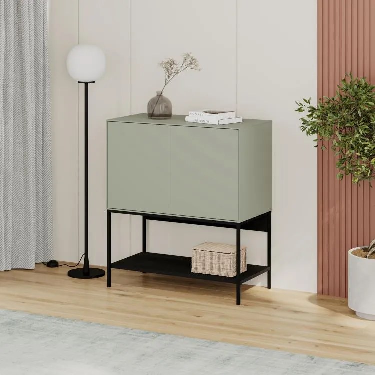 Komoda Houseland Amira 80 cm sivo-zelená