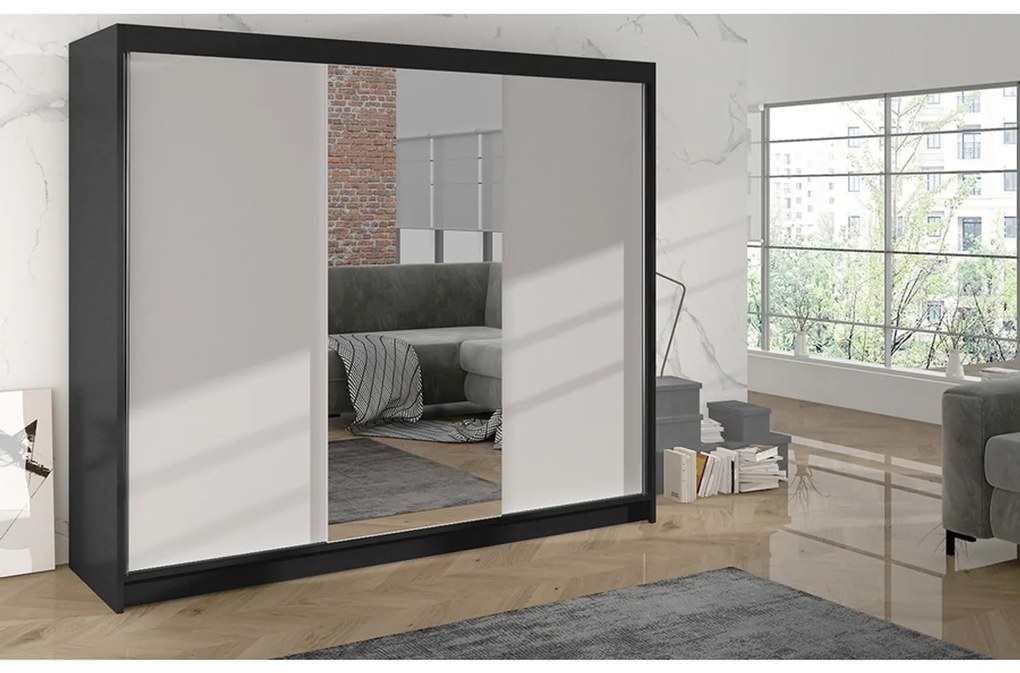 Šatníková skriňa DERBY I - 200 cm Dub sonoma/biela