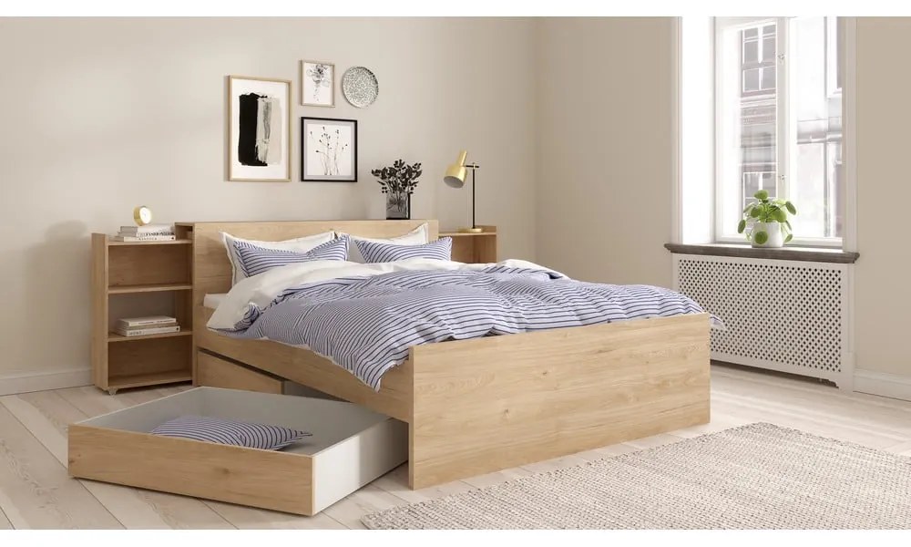 Zásuvky pod posteľ v prírodnej farbe v súprave 2 ks 90x190/140x190 cm Naia – Tvilum