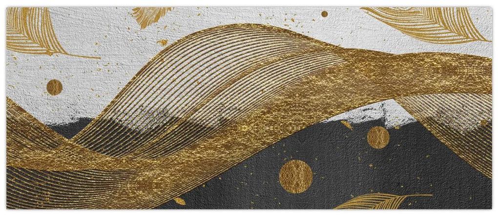 Obraz - Zlaté pierka (120x50 cm)