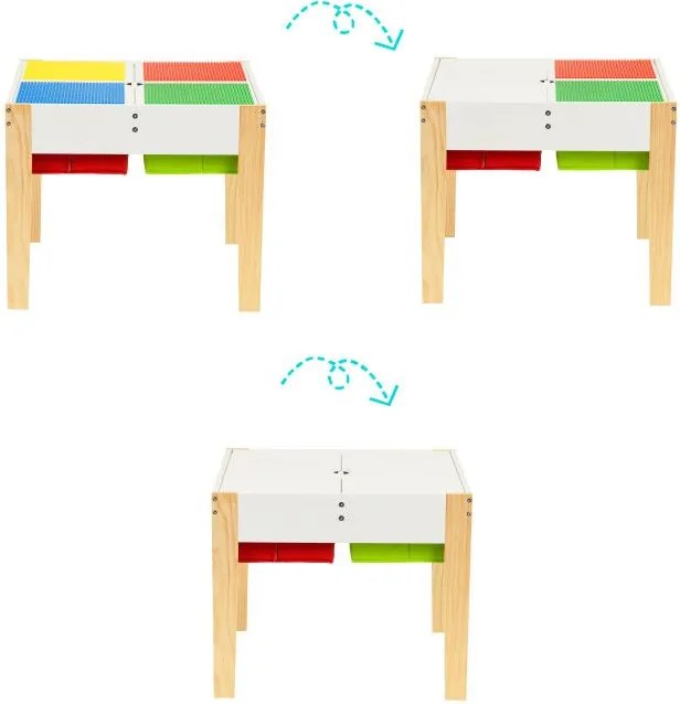 Drevený nábytok pre deti, set stôl + 2 stoličky