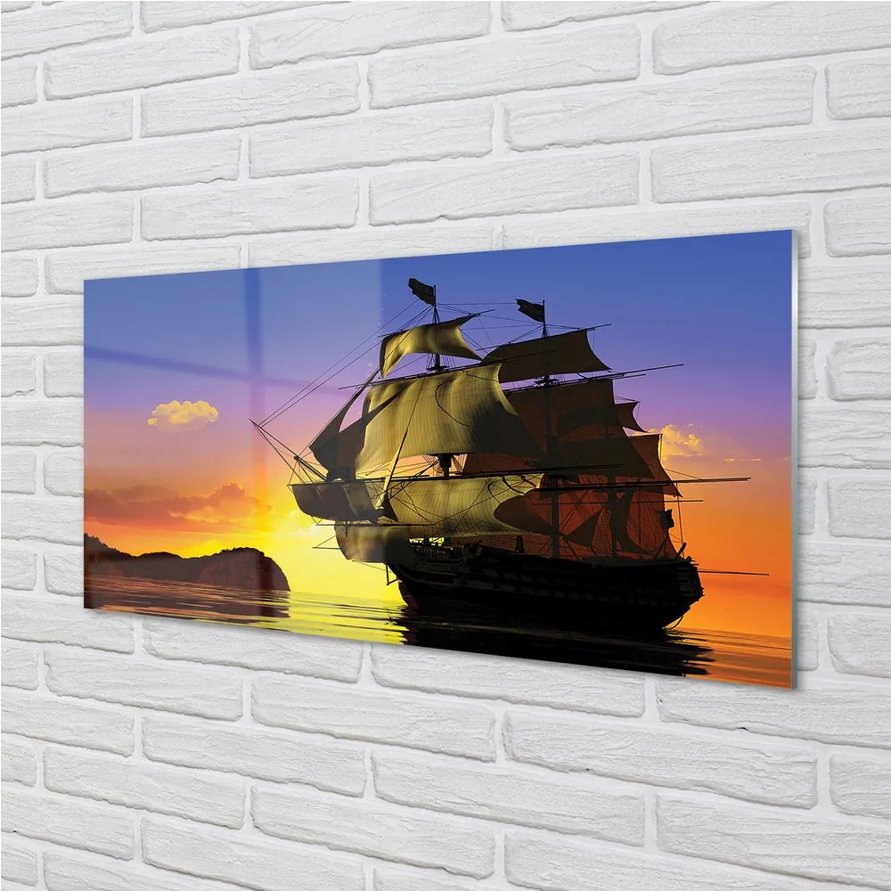 Obraz plexi Sky ship sea 100x50 cm