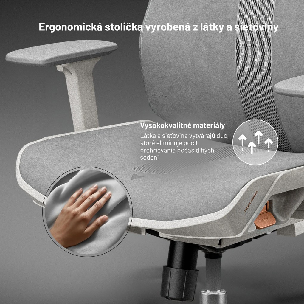 Ergonomická kancelárska stolička, svetlosivá: Diablo V-Flash Light Grey