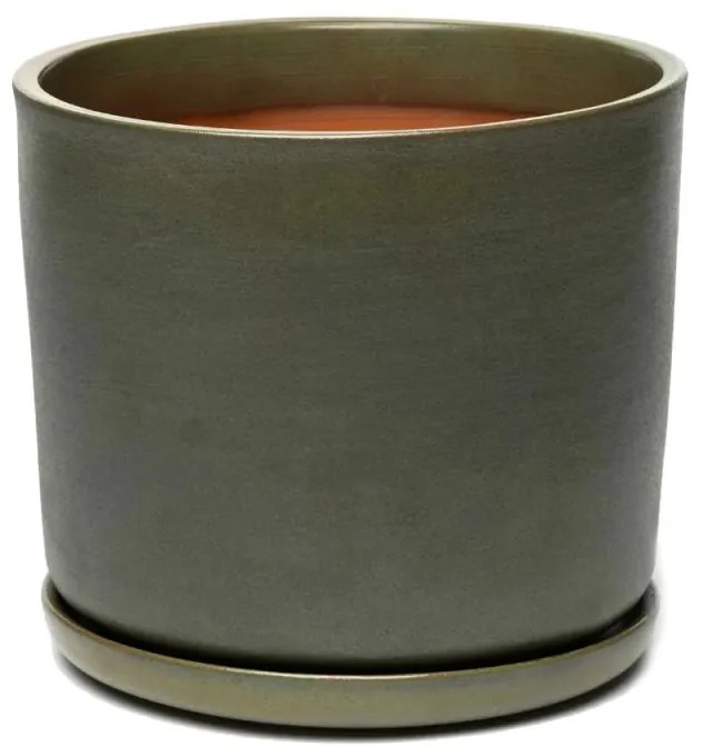 Kvetináč Moss XL, s miskou / sivozelený