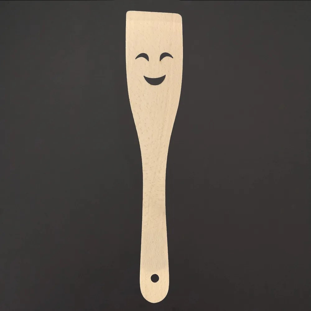 AMADEA Drevená obracačka s úsmevom, masívne drevo, dĺžka 28 cm