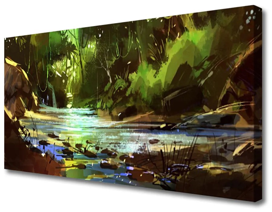 Obraz na plátne Les jazero kamene príroda 100x50 cm