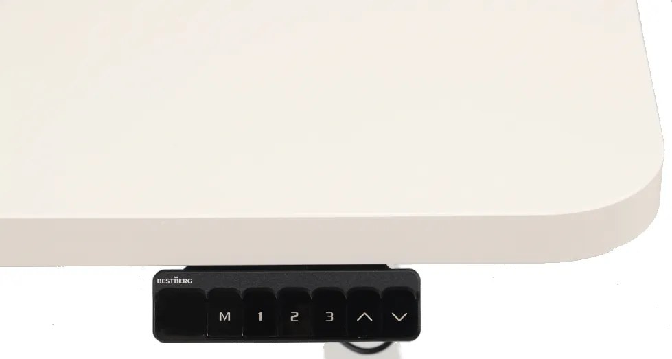 Výškovo nastaviteľný elektrický stôl BestBerg BBAT-12WW / rozmer 120x60 cm / výška 93,4-125,4 cm / biely