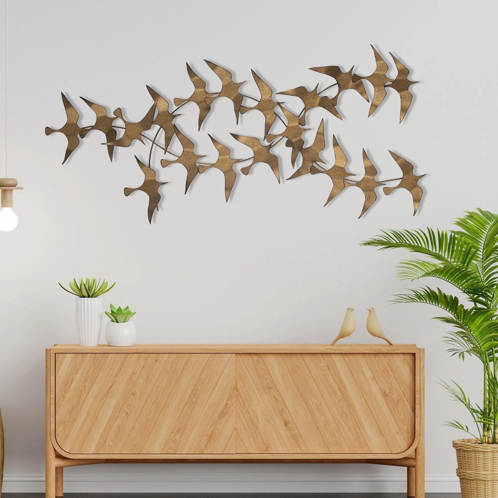 Nástenná kovová dekorácia Sahika zlatá/medená