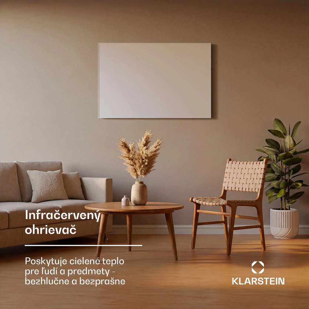 Klarstein Wonderwall 960 Smart, infračervený ohrievač, 80 x 120 cm, 960 W, týždenný časovač, IP24, biely