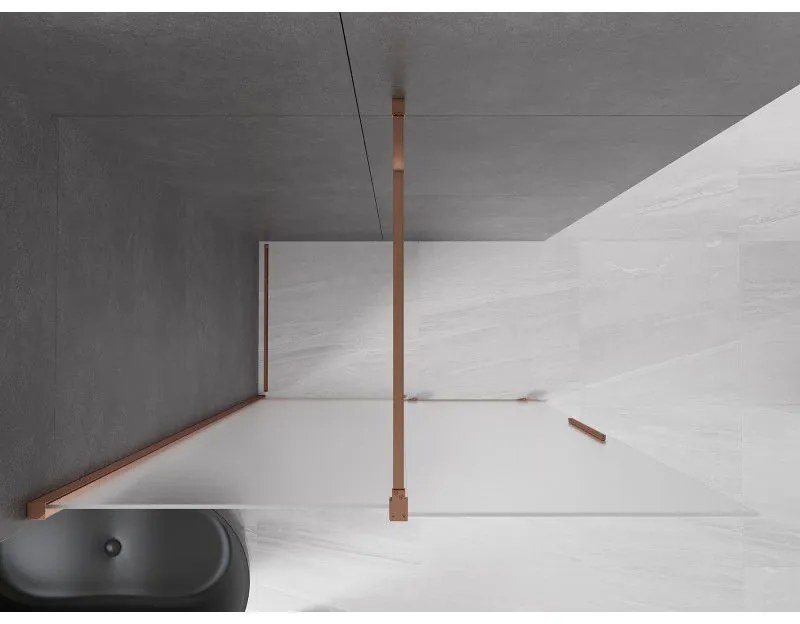 Mexen Velar, sprchová zástena s posuvnými dverami Walk-in 140 x 200 cm, 8mm sklo námraza, ružové zlato, 871-140-000-33-60