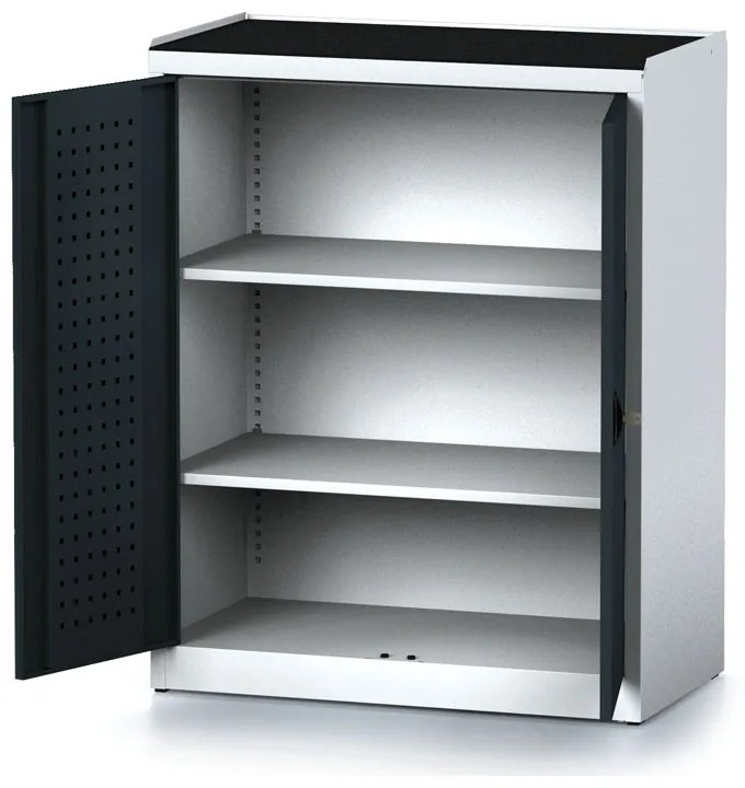 Policová dielenská skriňa 2-dverová MECHANIC, 2 police, 920 x 500 x 1170 mm, antracitové dvere